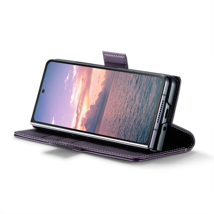 For Samsung Galaxy Z Fold6 5G CaseMe 023 Butterfly Buckle Litchi Texture RFID Anti-theft Leather Phone Case(Pearly Purple)