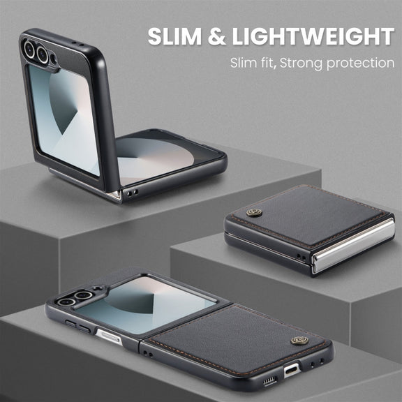 For Samsung Galaxy Z Flip6 5G CaseMe 023 Butterfly Buckle Litchi Texture RFID Anti-theft Leather Phone Case(Black)