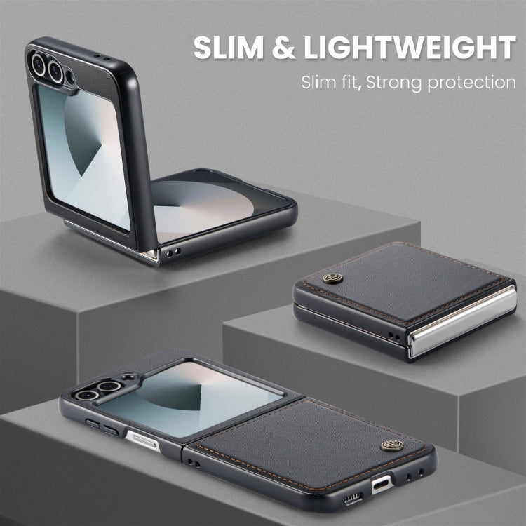 For Samsung Galaxy Z Flip6 5G CaseMe 023 Butterfly Buckle Litchi Texture RFID Anti-theft Leather Phone Case(Black)