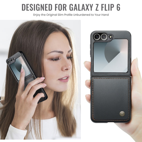 For Samsung Galaxy Z Flip6 5G CaseMe 023 Butterfly Buckle Litchi Texture RFID Anti-theft Leather Phone Case(Black)