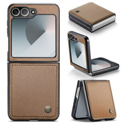 For Samsung Galaxy Z Flip6 5G CaseMe 023 Butterfly Buckle Litchi Texture RFID Anti-theft Leather Phone Case(Brown)