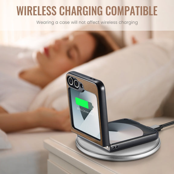 For Samsung Galaxy Z Flip6 5G CaseMe 023 Butterfly Buckle Litchi Texture RFID Anti-theft Leather Phone Case(Brown)