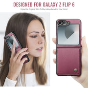 For Samsung Galaxy Z Flip6 5G CaseMe 023 Butterfly Buckle Litchi Texture RFID Anti-theft Leather Phone Case(Wine Red)