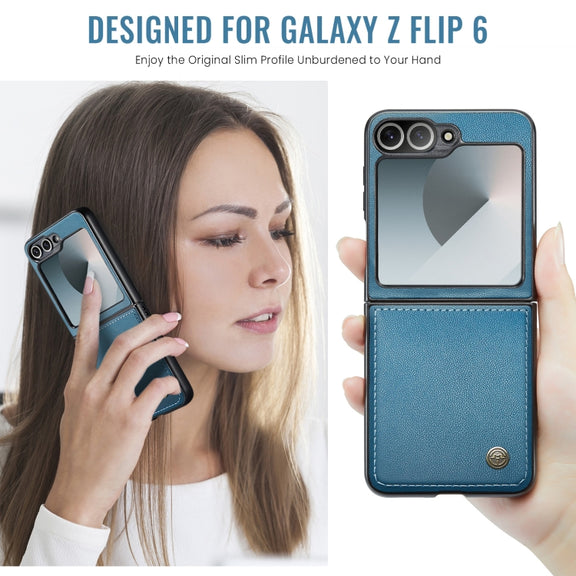 For Samsung Galaxy Z Flip6 5G CaseMe 023 Butterfly Buckle Litchi Texture RFID Anti-theft Leather Phone Case(Blue)