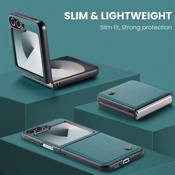 For Samsung Galaxy Z Flip6 5G CaseMe 023 Butterfly Buckle Litchi Texture RFID Anti-theft Leather Phone Case(Pearly Blue)