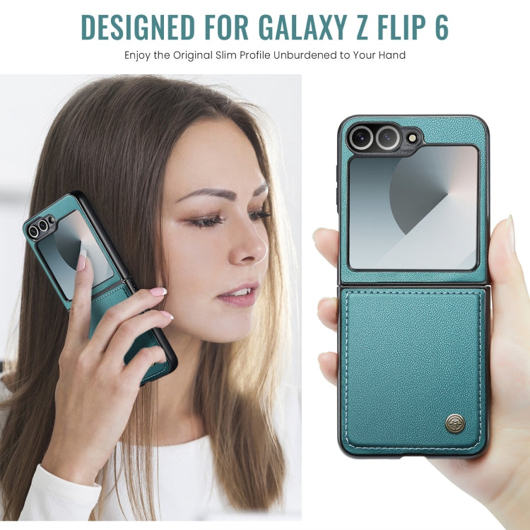 For Samsung Galaxy Z Flip6 5G CaseMe 023 Butterfly Buckle Litchi Texture RFID Anti-theft Leather Phone Case(Pearly Blue)