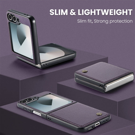 For Samsung Galaxy Z Flip6 5G CaseMe 023 Butterfly Buckle Litchi Texture RFID Anti-theft Leather Phone Case(Pearly Purple)