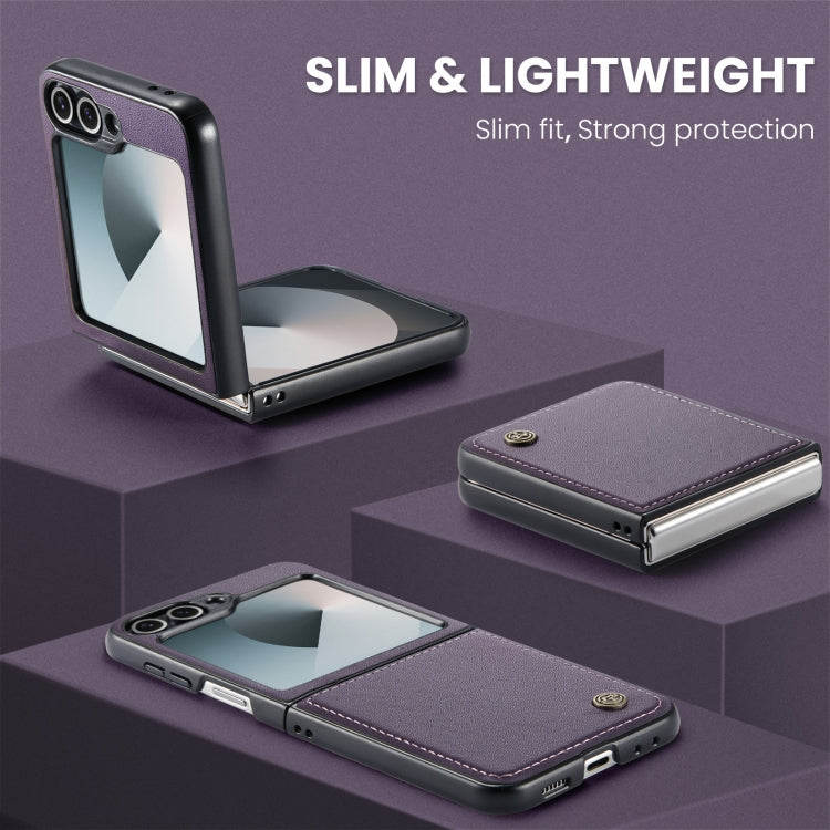 For Samsung Galaxy Z Flip6 5G CaseMe 023 Butterfly Buckle Litchi Texture RFID Anti-theft Leather Phone Case(Pearly Purple)