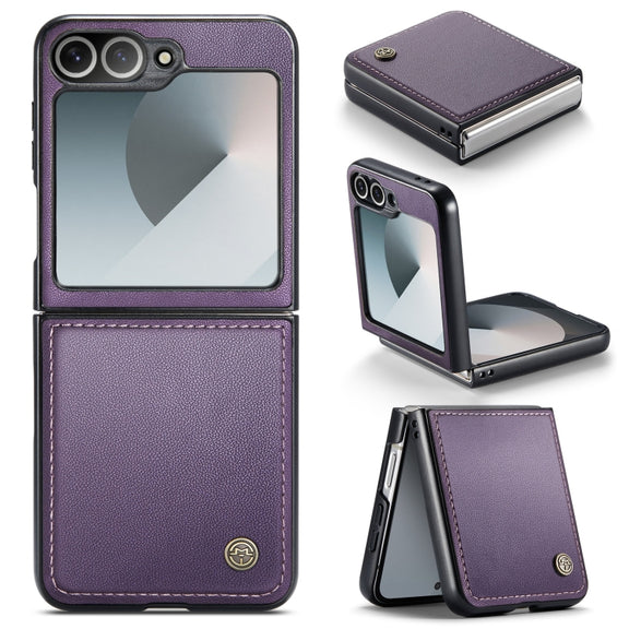 For Samsung Galaxy Z Flip6 5G CaseMe 023 Butterfly Buckle Litchi Texture RFID Anti-theft Leather Phone Case(Pearly Purple)