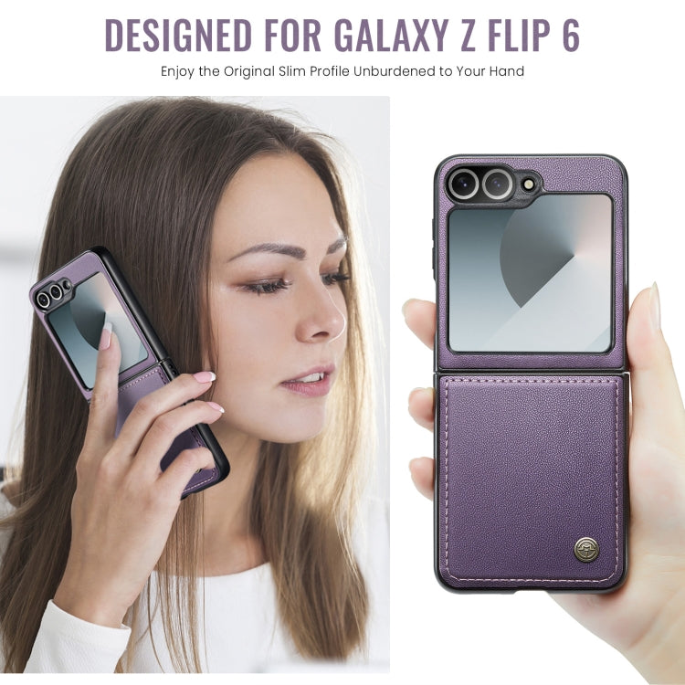 For Samsung Galaxy Z Flip6 5G CaseMe 023 Butterfly Buckle Litchi Texture RFID Anti-theft Leather Phone Case(Pearly Purple)
