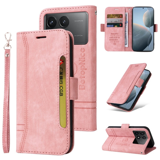 For Xiaomi Redmi K70 / K70 Pro 5G BETOPNICE Dual-side Buckle Leather Phone Case(Pink) - Xiaomi Cases by BETOPNICE | Online Shopping South Africa | PMC Jewellery | Buy Now Pay Later Mobicred