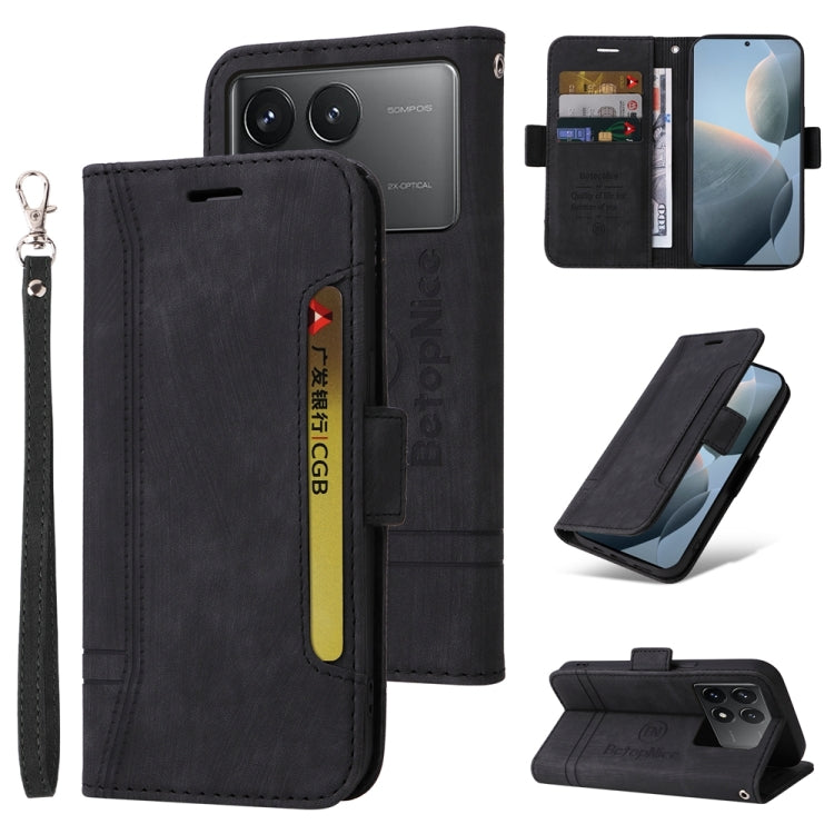 For Xiaomi Redmi K70 / K70 Pro 5G BETOPNICE Dual-side Buckle Leather Phone Case(Black) - Xiaomi Cases by BETOPNICE | Online Shopping South Africa | PMC Jewellery | Buy Now Pay Later Mobicred
