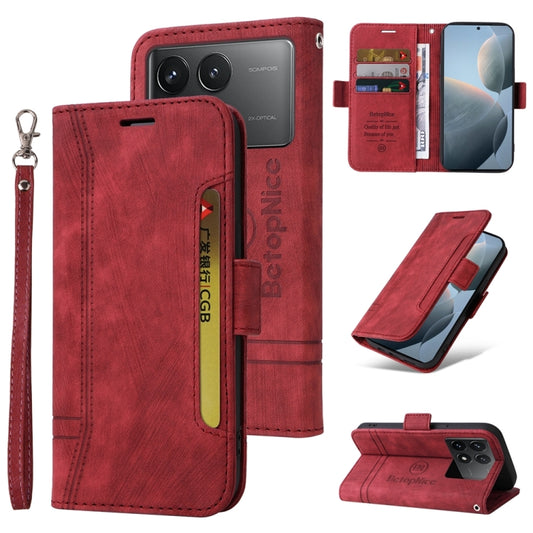 For Xiaomi Redmi K70 / K70 Pro 5G BETOPNICE Dual-side Buckle Leather Phone Case(Red) - Xiaomi Cases by BETOPNICE | Online Shopping South Africa | PMC Jewellery | Buy Now Pay Later Mobicred