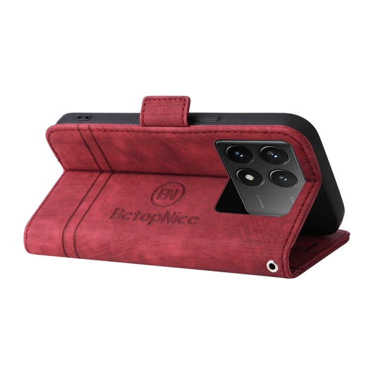 For Xiaomi Redmi K70 / K70 Pro 5G BETOPNICE Dual-side Buckle Leather Phone Case(Red)
