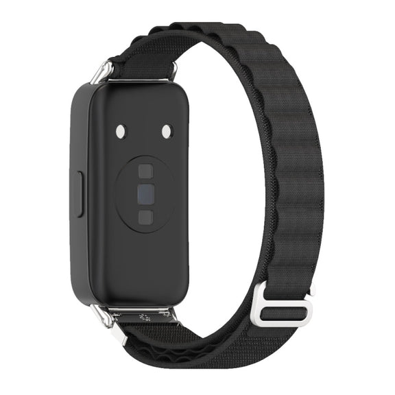 For Huawei Band 8 / 9 / 10 Mijobs Nylon Breathable Watch Band(Black+Silver)