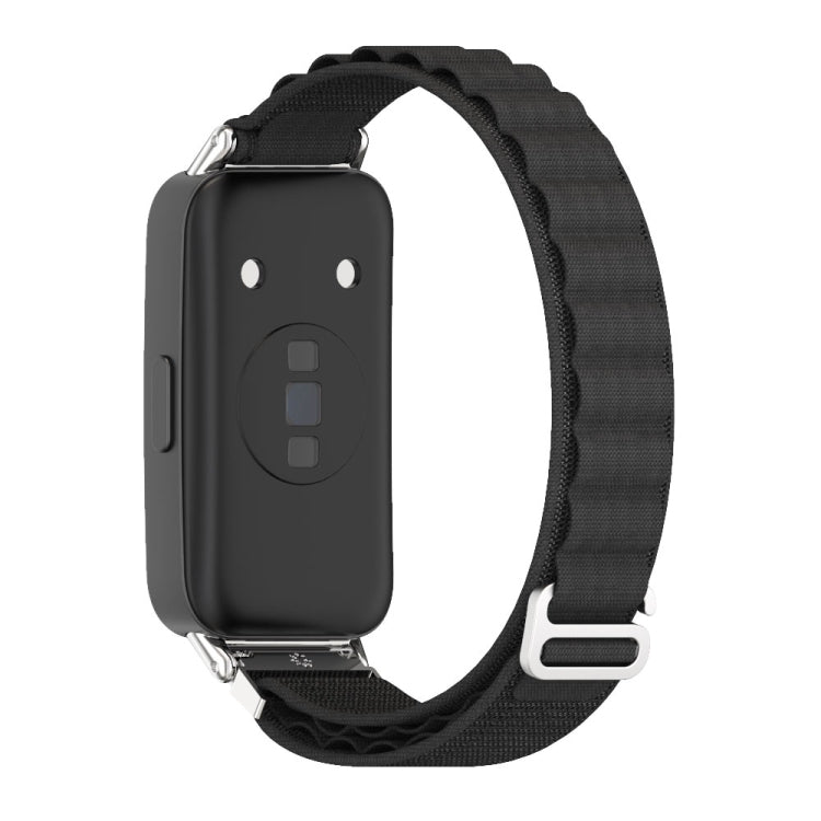 For Huawei Band 8 / 9 / 10 Mijobs Nylon Breathable Watch Band(Black+Silver)