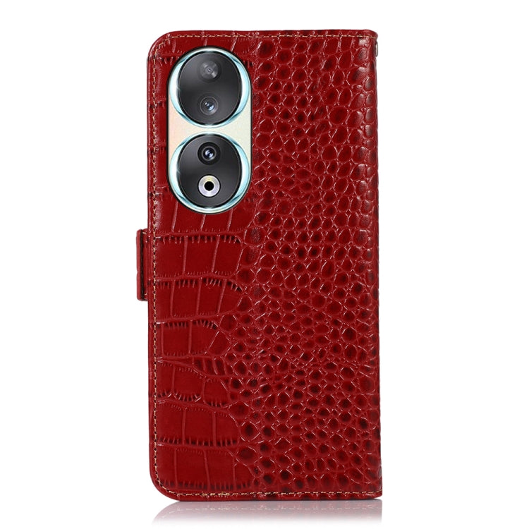 For Honor 90 Crocodile Top Layer Cowhide Leather Phone Case(Red) - Honor Cases by PMC TechLife | Online Shopping South Africa | PMC TechLife | Buy Now Pay Later Mobicred