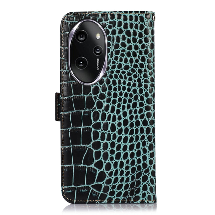 For Honor 100 Pro Crocodile Top Layer Cowhide Leather Phone Case(Green) - Honor Cases by PMC TechLife | Online Shopping South Africa | PMC TechLife | Buy Now Pay Later Mobicred