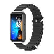For Huawei Band 8 / 9 / 10 Mijobs Marine Silicone Breathable Watch Band(Black+Silver)