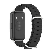 For Huawei Band 8 / 9 / 10 Mijobs Marine Silicone Breathable Watch Band(Black+Silver)
