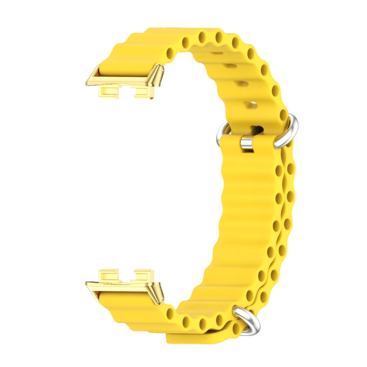 For Huawei Band 8 / 9 / 10 Mijobs Marine Silicone Breathable Watch Band(Yellow+Gold)