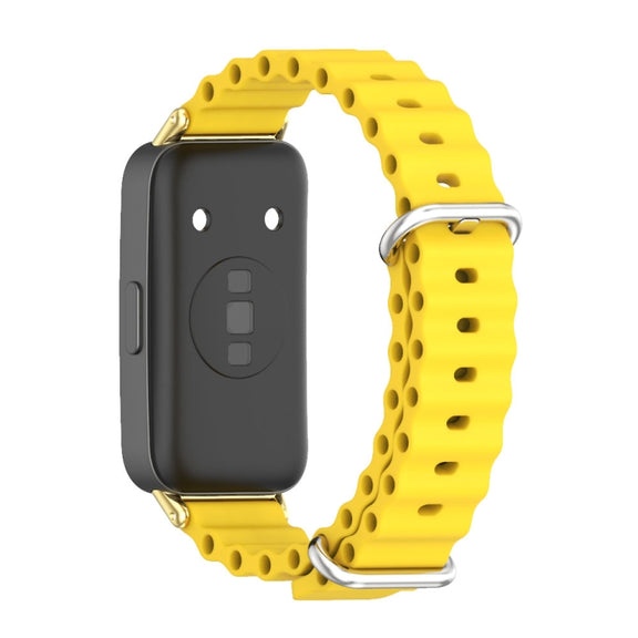 For Huawei Band 8 / 9 / 10 Mijobs Marine Silicone Breathable Watch Band(Yellow+Gold)