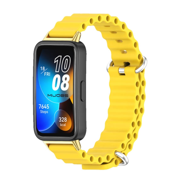 For Huawei Band 8 / 9 / 10 Mijobs Marine Silicone Breathable Watch Band(Yellow+Gold)