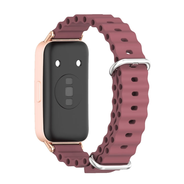 For Huawei Band 8 Mijobs Marine Silicone Breathable Watch Band(Wine Red+Rose Gold) - Watch Bands by MIJOBS | Online Shopping South Africa | PMC TechLife