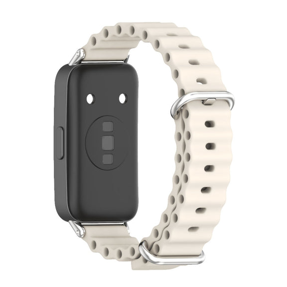 For Huawei Band 8 / 9 / 10 Mijobs Marine Silicone Breathable Watch Band(Grey+Silver)
