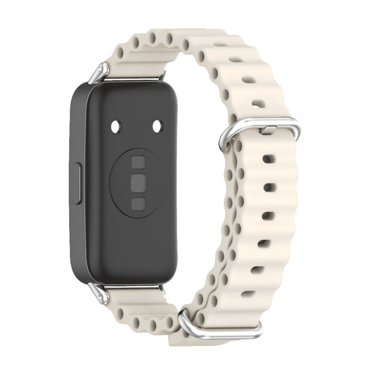 For Huawei Band 8 / 9 / 10 Mijobs Marine Silicone Breathable Watch Band(Grey+Silver)