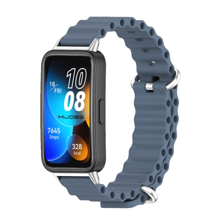 For Huawei Band 8 Mijobs Marine Silicone Breathable Watch Band(Space Blue+Silver) - Watch Bands by MIJOBS | Online Shopping South Africa | PMC TechLife