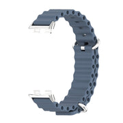 For Huawei Band 8 Mijobs Marine Silicone Breathable Watch Band(Space Blue+Silver)
