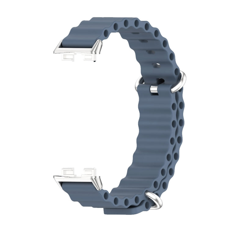 For Huawei Band 8 Mijobs Marine Silicone Breathable Watch Band(Space Blue+Silver)