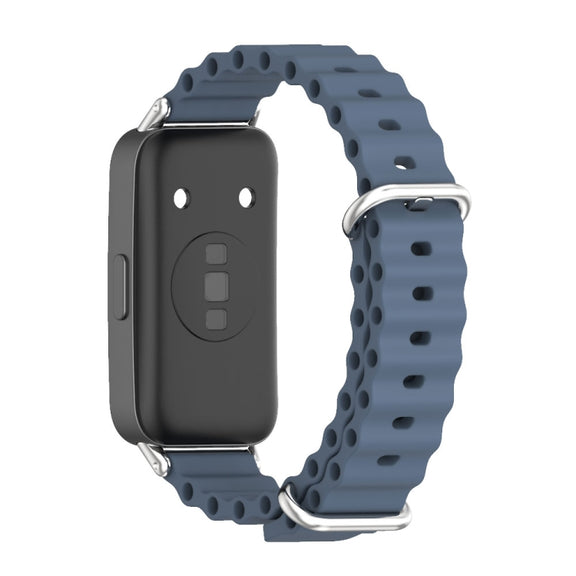 For Huawei Band 8 Mijobs Marine Silicone Breathable Watch Band(Space Blue+Silver)