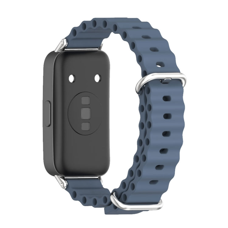 For Huawei Band 8 Mijobs Marine Silicone Breathable Watch Band(Space Blue+Silver)
