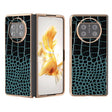 For Huawei Mate X3 Nano Plating Genuine Leather Crocodile Pattern Phone Case(Blue) - Huawei Cases by PMC TechLife | Online Shopping South Africa | PMC TechLife | Buy Now Pay Later Mobicred