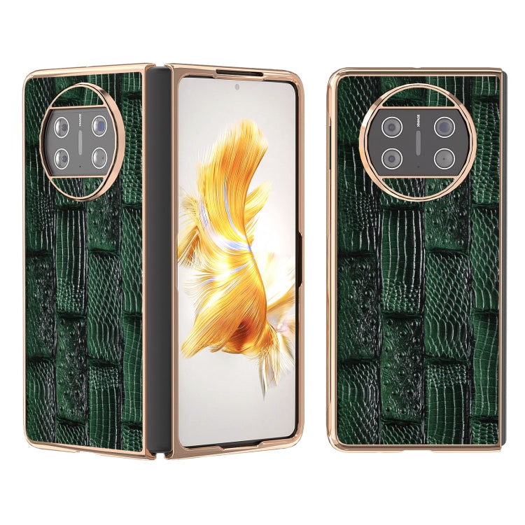 For Huawei Mate X3 Nano Plating Genuine Leather Mahjong Texture Phone Case(Green) - free shipping - PMC TechLife - Order now!