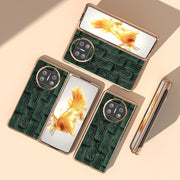 For Huawei Mate X3 Nano Plating Genuine Leather Mahjong Texture Phone Case(Green)