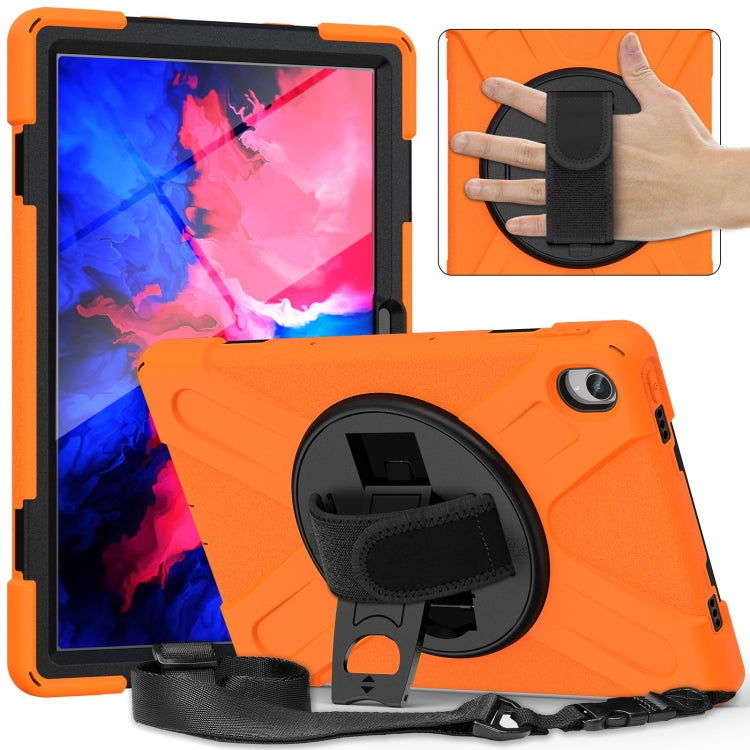 For Lenovo Tab P11 Silicone Hybrid PC Tablet Case with Grip & Shoulder Strap(Orange) - Lenovo by PMC Jewellery | Online Shopping South Africa | PMC Jewellery | Buy Now Pay Later Mobicred