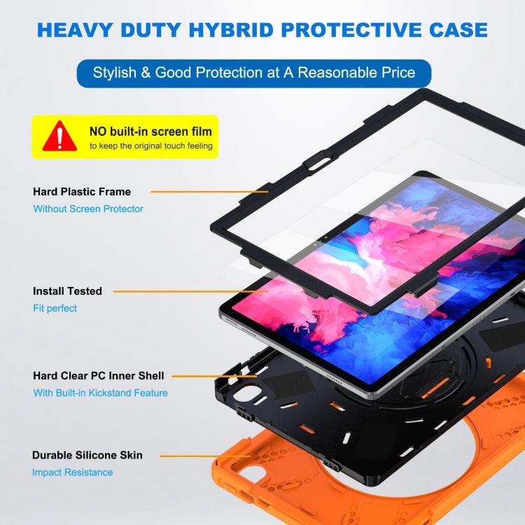 For Lenovo Tab P11 Silicone Hybrid PC Tablet Case with Grip & Shoulder Strap(Orange) - Lenovo by PMC Jewellery | Online Shopping South Africa | PMC Jewellery | Buy Now Pay Later Mobicred