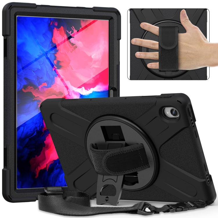 For Lenovo Tab P11 Silicone Hybrid PC Tablet Case with Grip & Shoulder Strap(Black) - Lenovo by PMC Jewellery | Online Shopping South Africa | PMC Jewellery | Buy Now Pay Later Mobicred