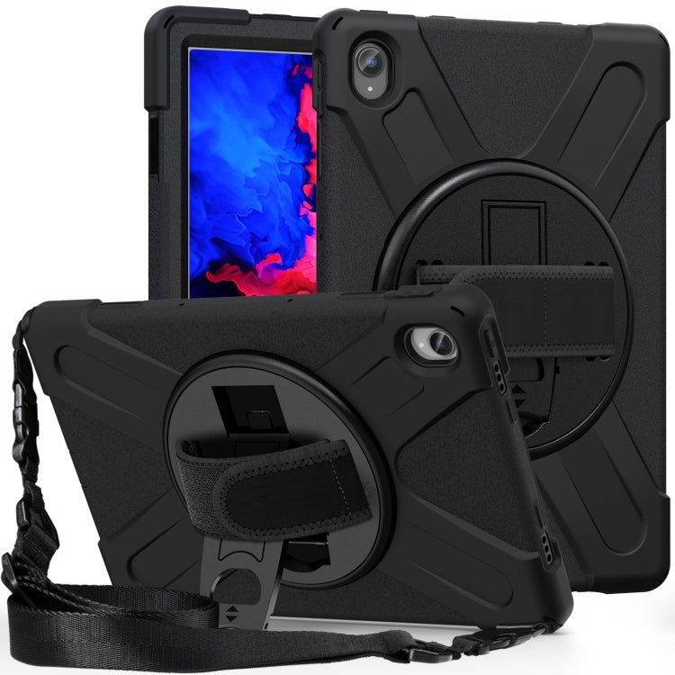 For Lenovo Tab P11 Silicone Hybrid PC Tablet Case with Grip & Shoulder Strap(Black) - Lenovo by PMC Jewellery | Online Shopping South Africa | PMC Jewellery | Buy Now Pay Later Mobicred