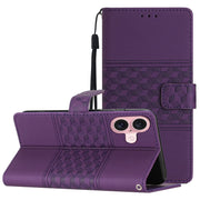 For iPhone 16 Diamond Embossed Skin Feel Leather Phone Case(Purple)