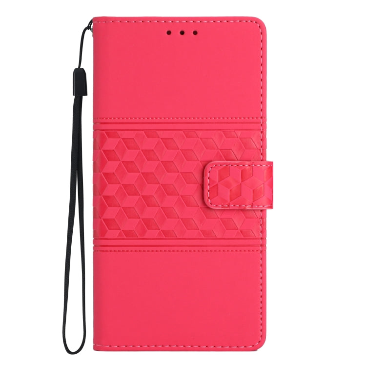 For iPhone 16 Diamond Embossed Skin Feel Leather Phone Case(Red) - iPhone 16 Cases by PMC TechLife | Online Shopping South Africa | PMC TechLife | Buy Now Pay Later Mobicred