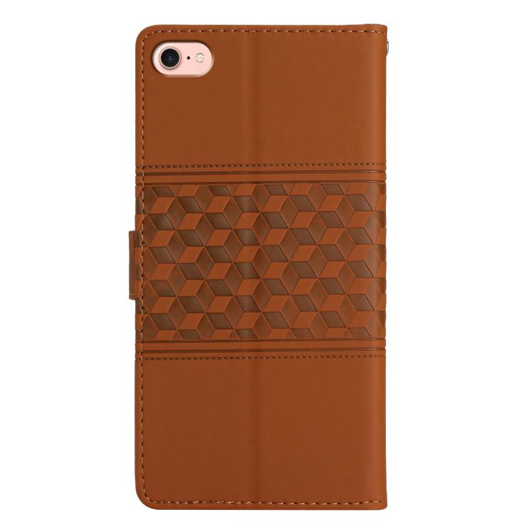 For iPhone 16e Diamond Embossed Skin Feel Leather Phone Case(Brown) - iPhone 16e Cases by PMC TechLife | Online Shopping South Africa | PMC TechLife | Buy Now Pay Later Mobicred