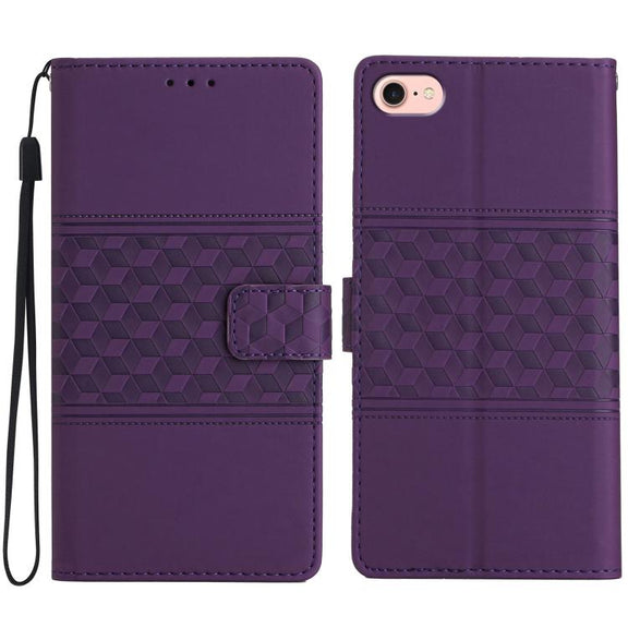 For iPhone 16e Diamond Embossed Skin Feel Leather Phone Case(Purple)