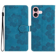 For iPhone 16 Plus Flower Embossing Pattern Leather Phone Case(Blue) - iPhone 16 Plus Cases by PMC TechLife | Online Shopping South Africa | PMC TechLife | Buy Now Pay Later Mobicred