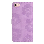 For iPhone 16e Flower Embossing Pattern Leather Phone Case(Purple)