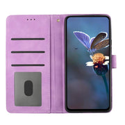 For iPhone 16e Flower Embossing Pattern Leather Phone Case(Purple)