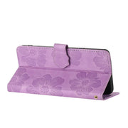 For iPhone 16e Flower Embossing Pattern Leather Phone Case(Purple)